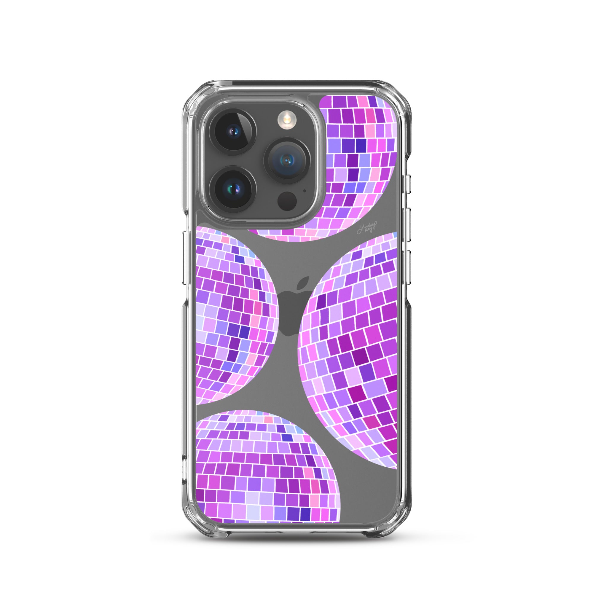 Ilustración de bolas de discoteca moradas - Funda transparente para iPhone®