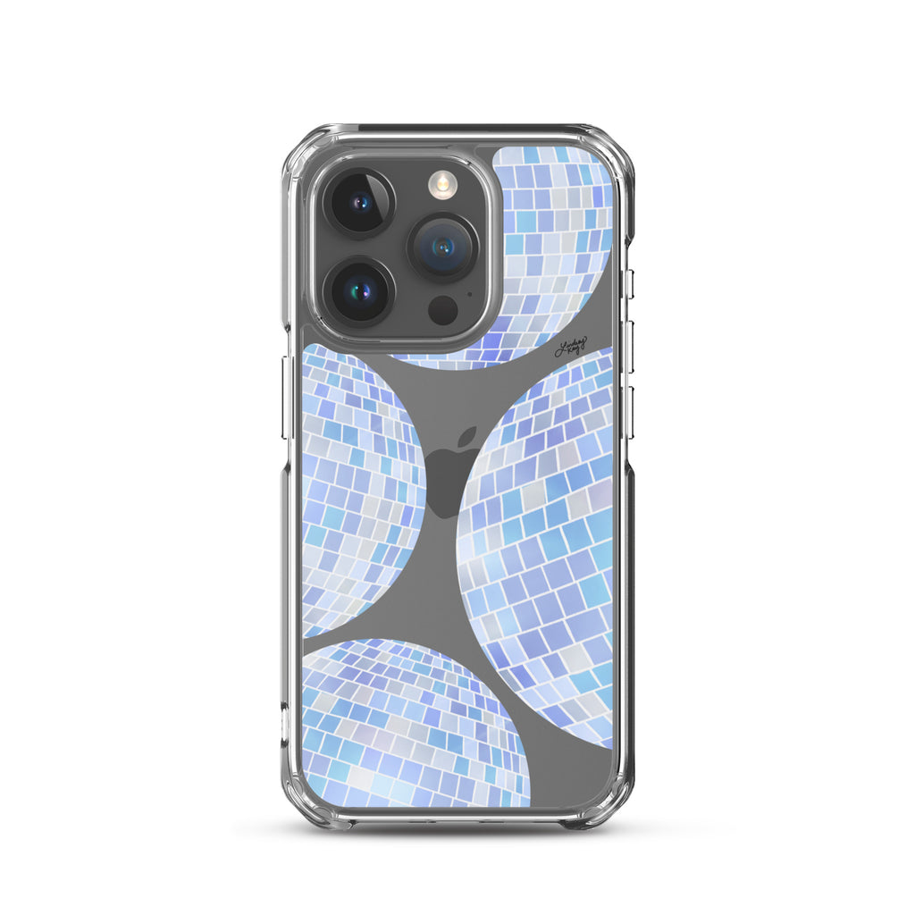 Blue Disco Balls Illustration - Clear Case for iPhone®