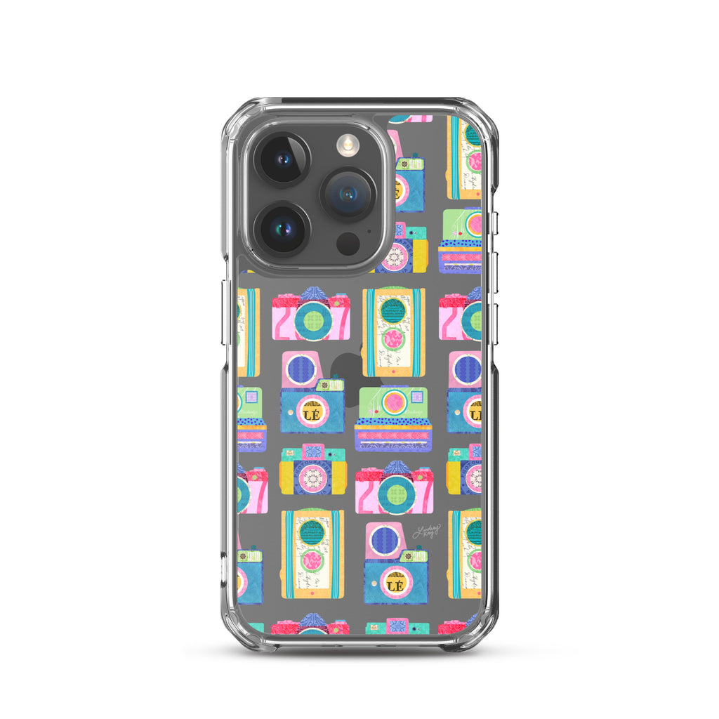 Colorful Vintage Cameras Illustration - Clear Case for iPhone®