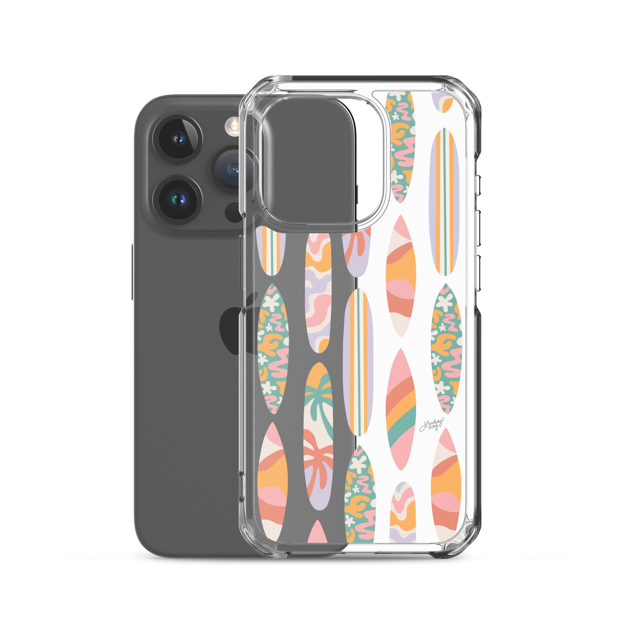Patrón de ilustración de tablas de surf - Transparente Funda para iPhone®