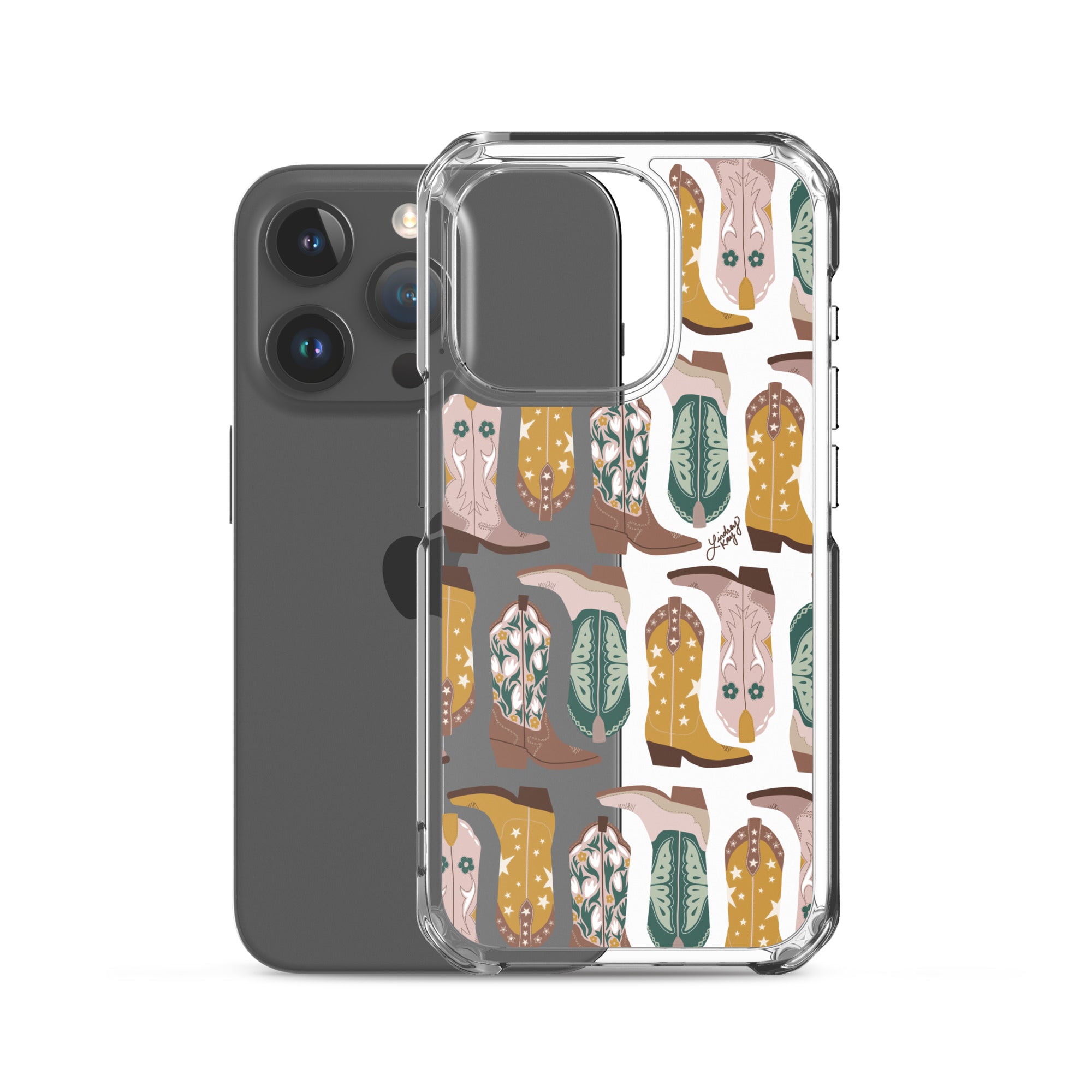 Ilustración de botas de vaquero (paleta neutra) - Funda transparente para iPhone®