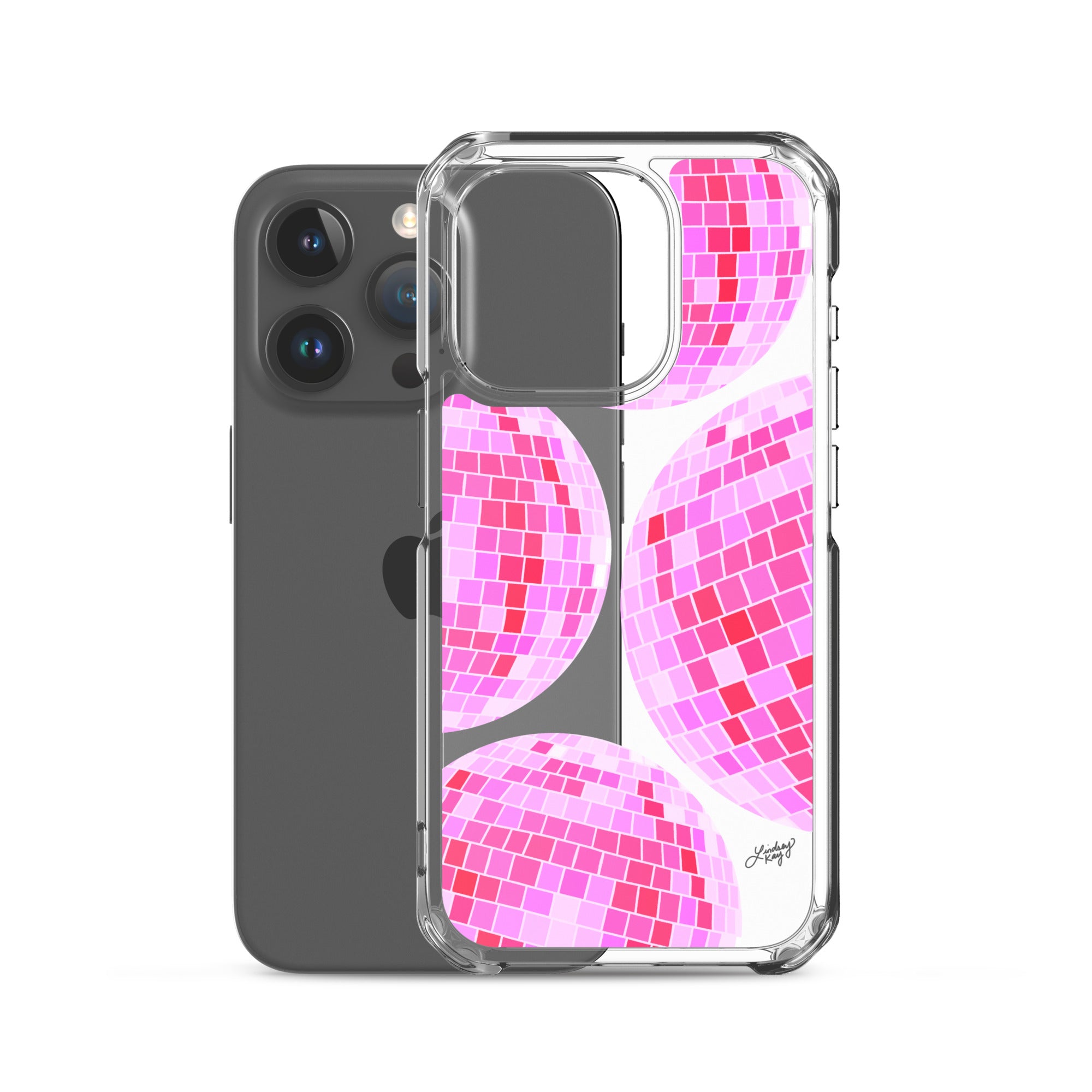 Boules Disco Rose Vif - Étui Transparent pour iPhone®