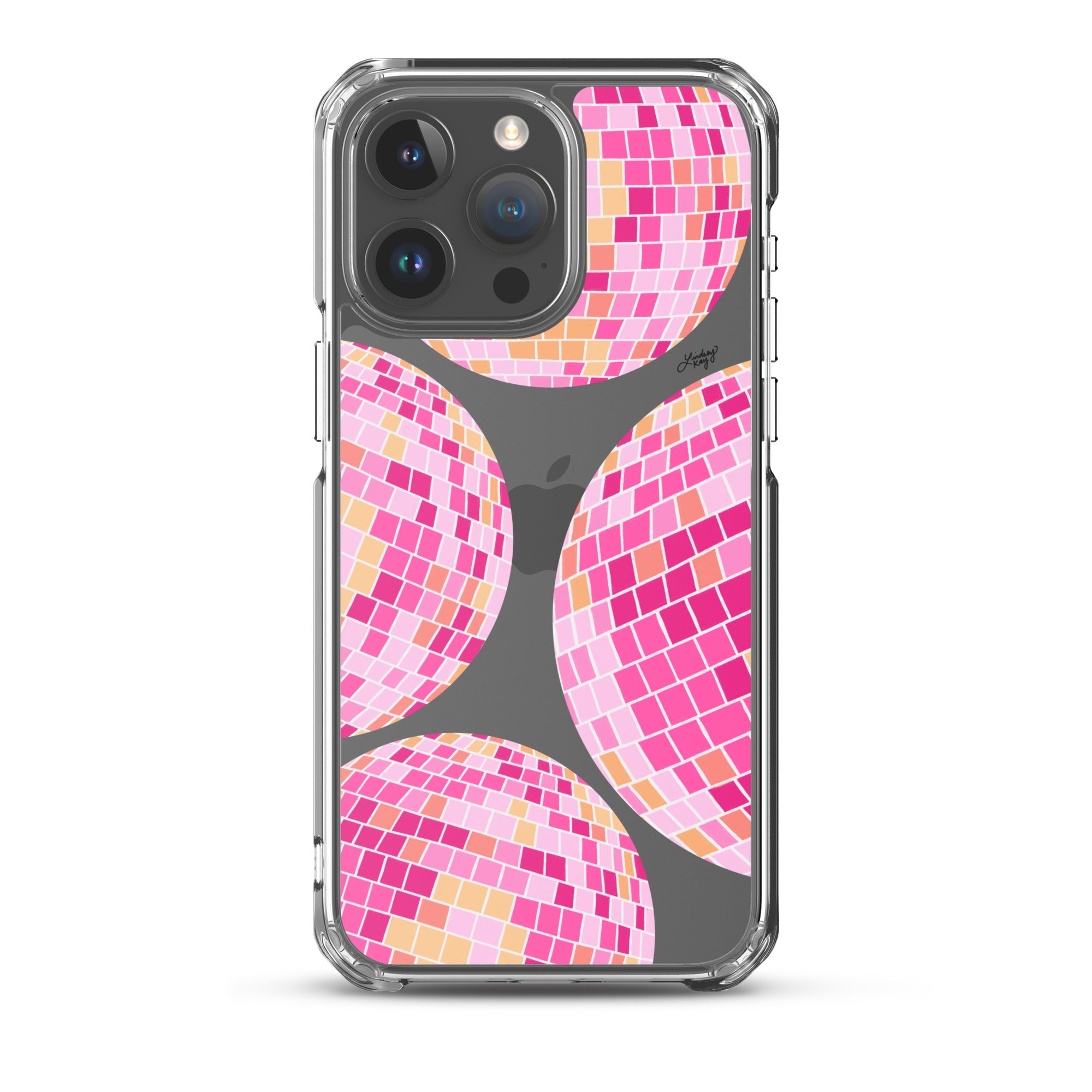 Ilustración de bolas de discoteca rosa/amarilla - Funda transparente para iPhone®
