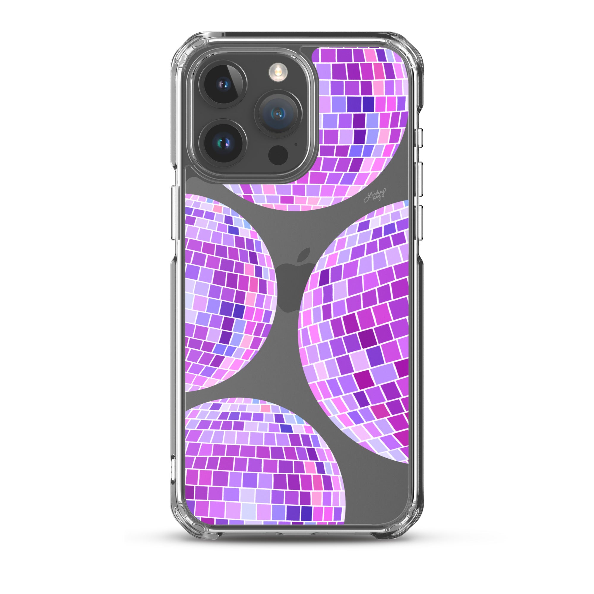 Ilustración de bolas de discoteca moradas - Funda transparente para iPhone®