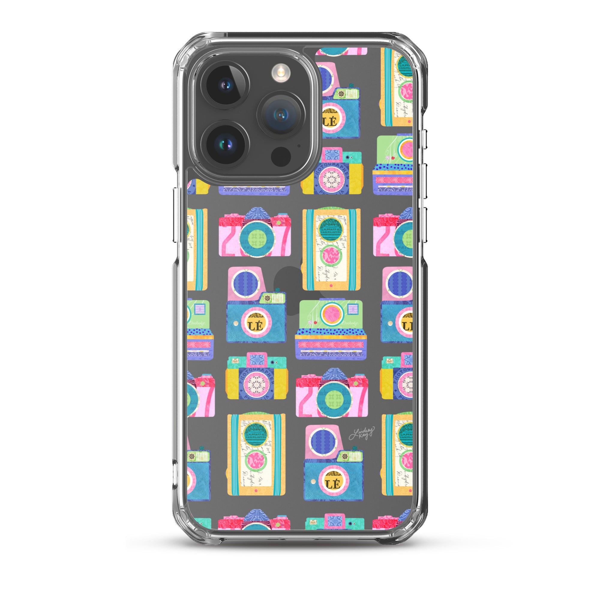 Ilustración colorida de cámaras antiguas - Funda transparente para iPhone®