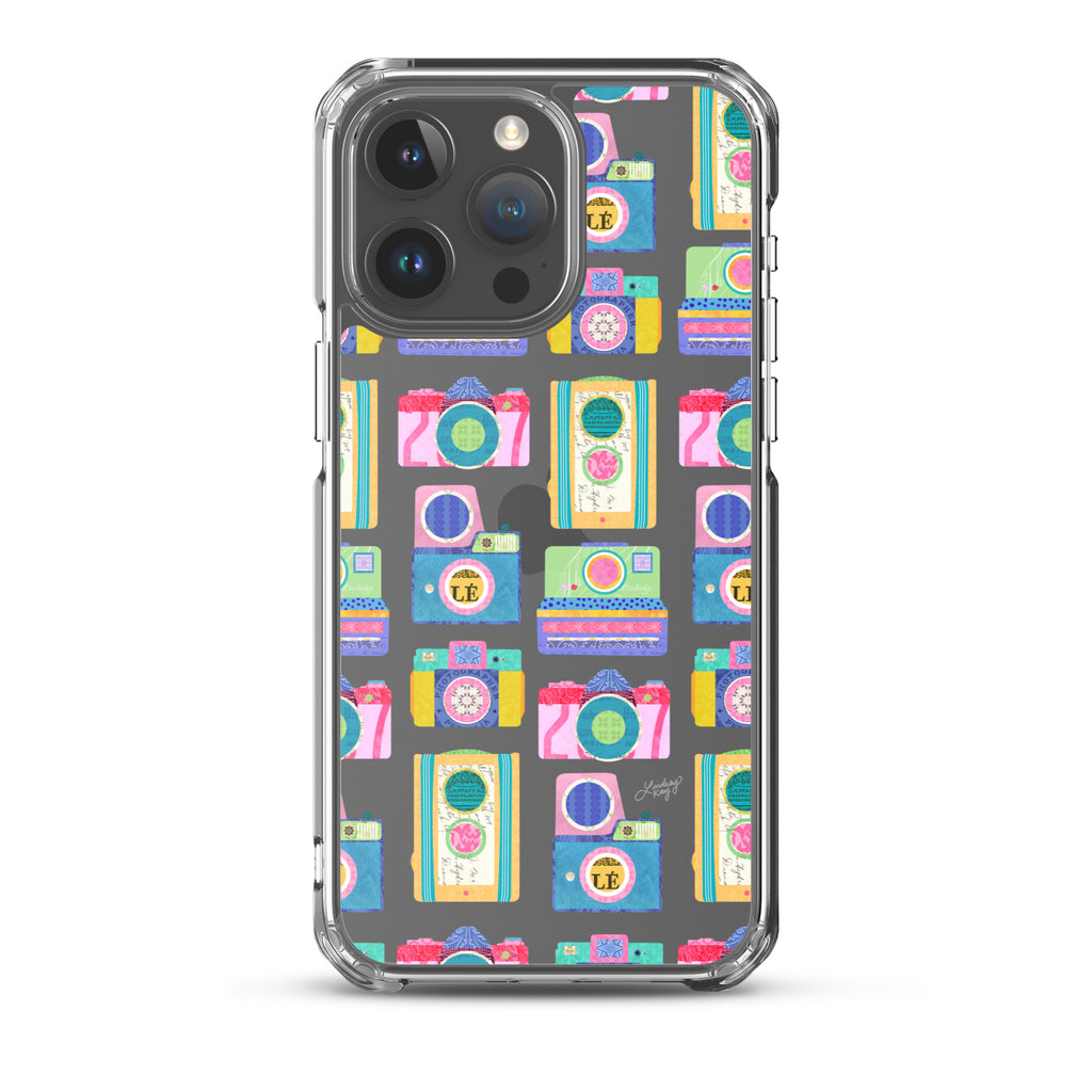 Colorful Vintage Cameras Illustration - Clear Case for iPhone®
