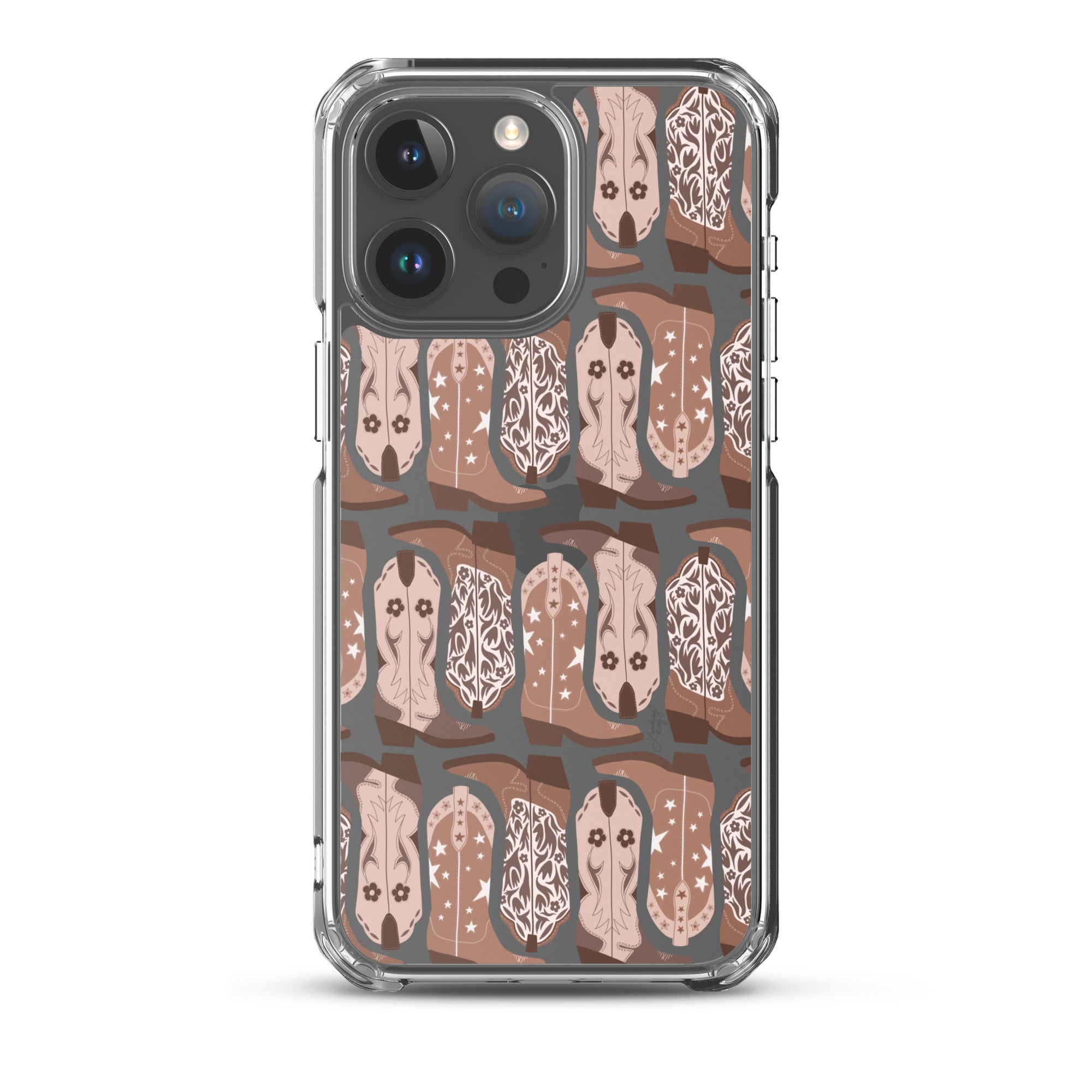 cowboy boots illustration pattern western country cowgirl iphone-15 iphone case cover clear protective mobile accessories lindsey kay collective