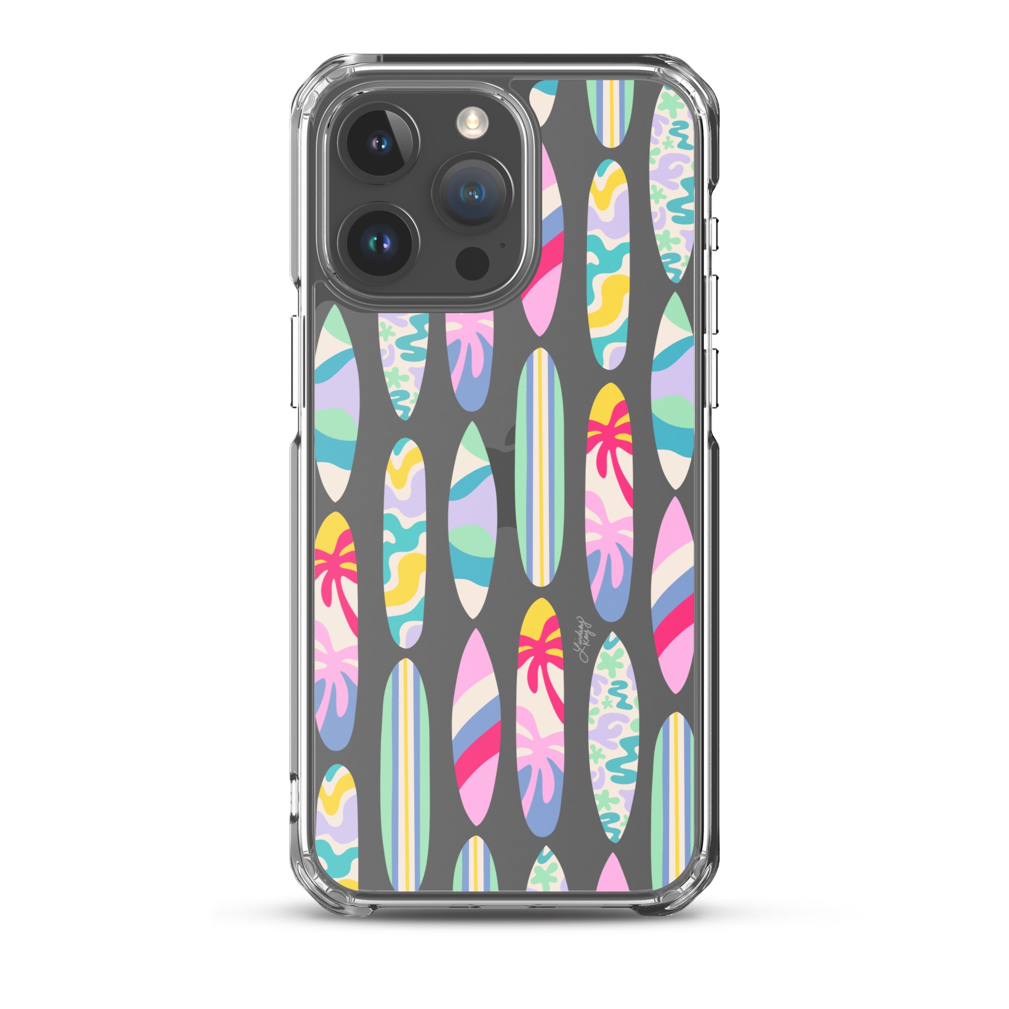 illustrated surf board pattern colorful bright iphone case cover durable clear mobile accessories trendy cute ocean beach lindsey kay collective