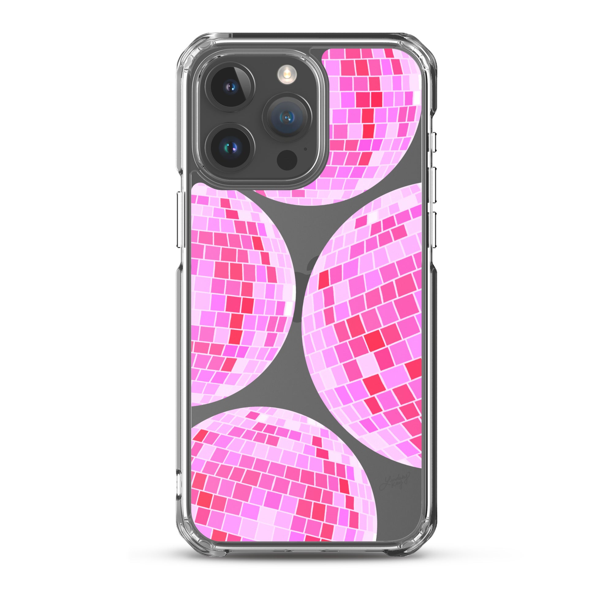 Boules Disco Rose Vif - Étui Transparent pour iPhone®