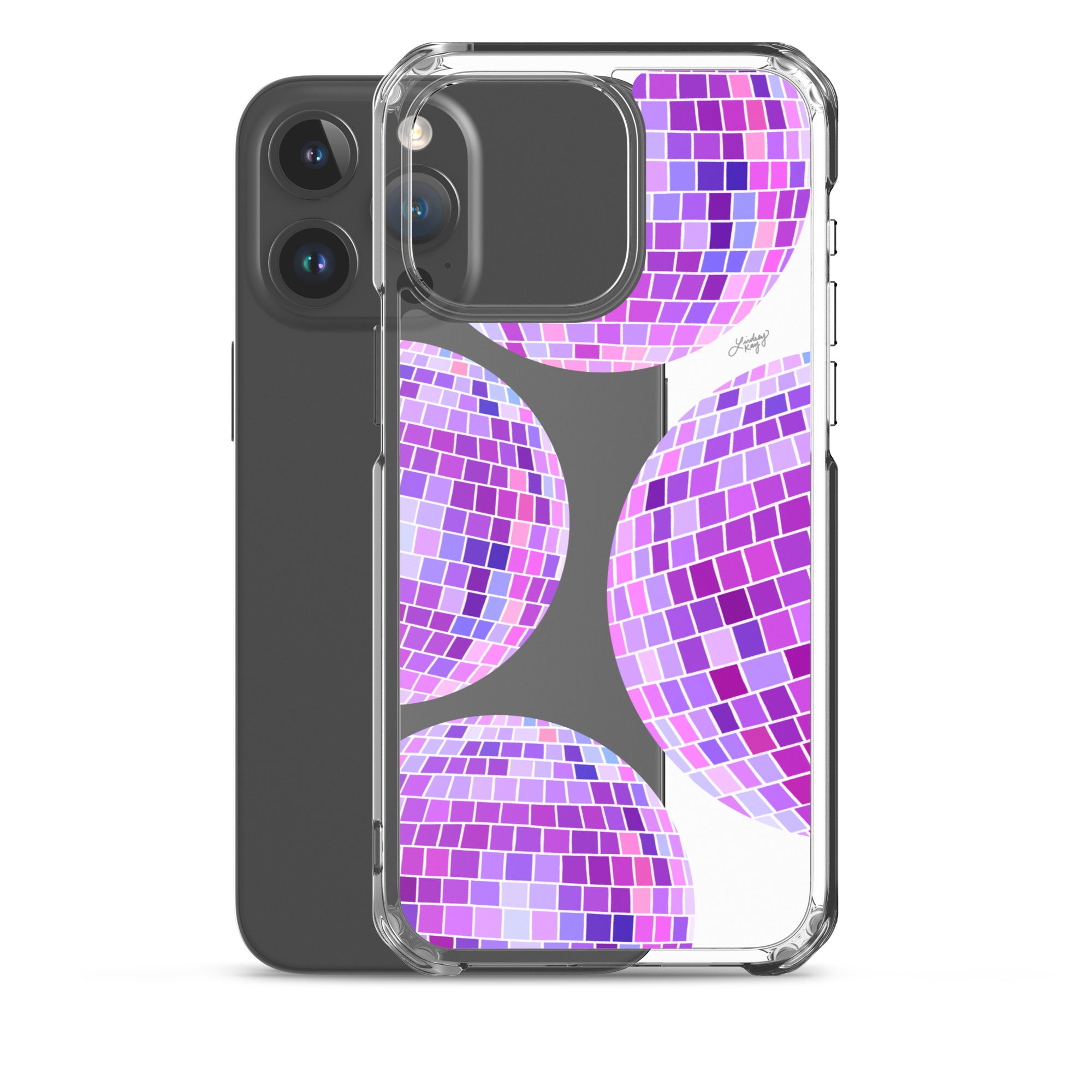 Ilustración de bolas de discoteca moradas - Funda transparente para iPhone®