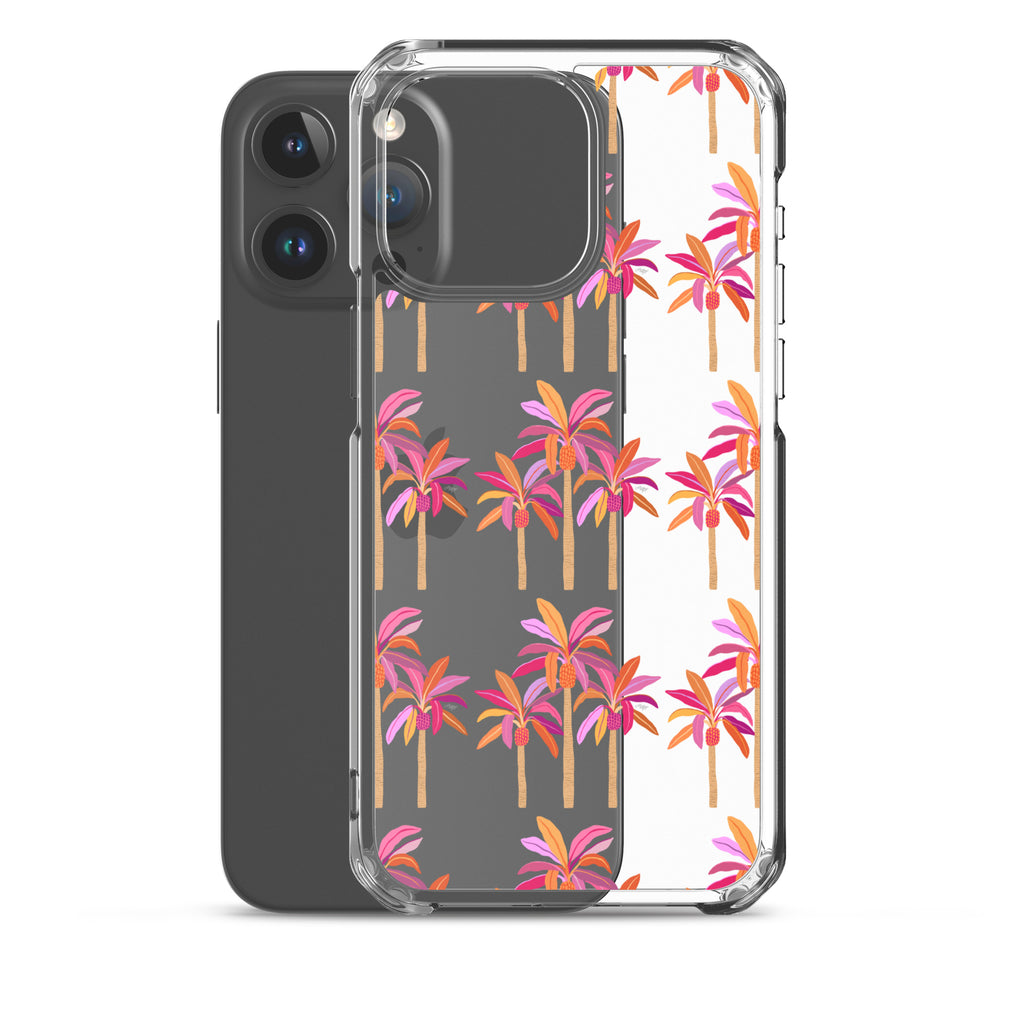 Palm Trees Illustration (Warm Palette) - Clear Case for iPhone®