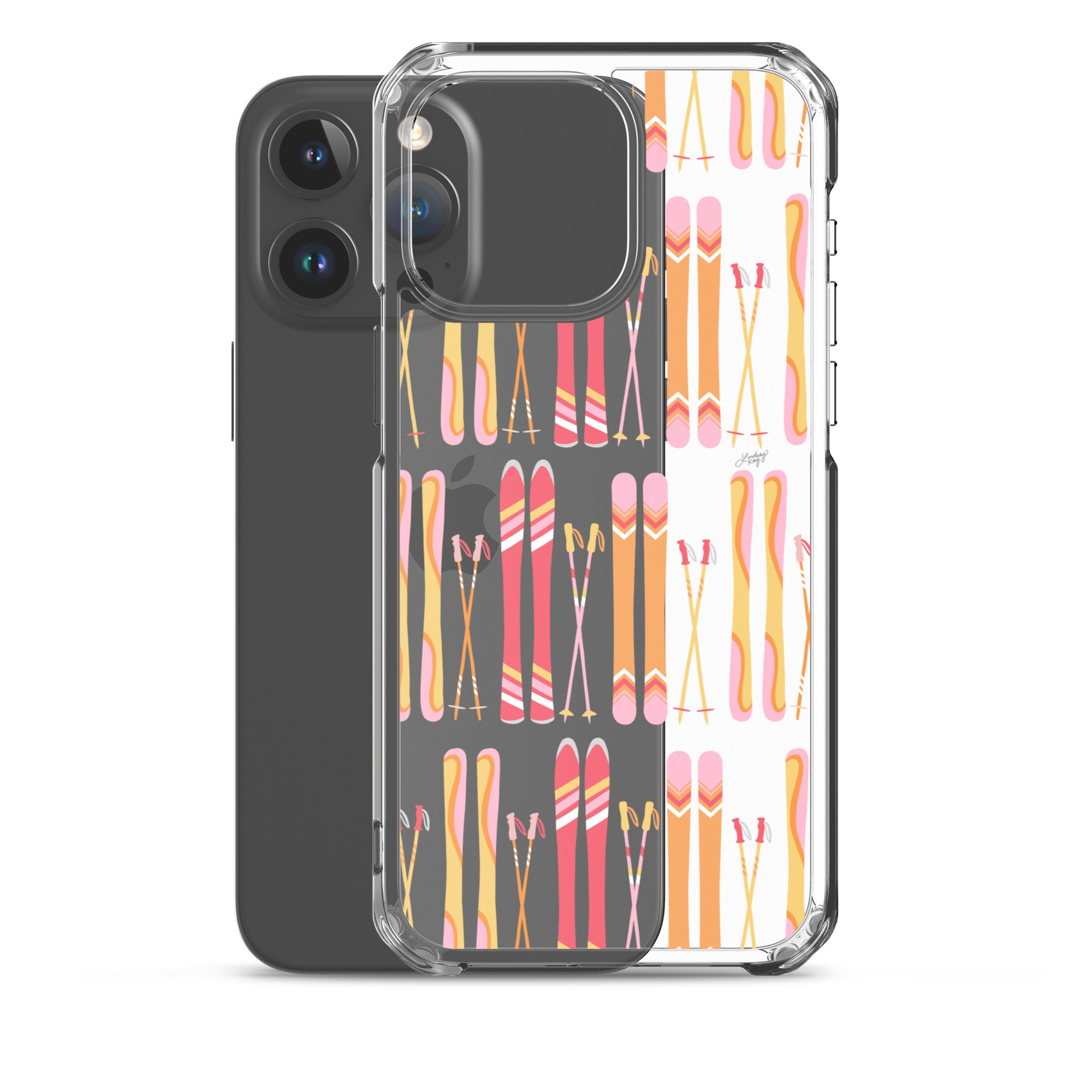 Ilustración de esquí (paleta cálida) - Funda transparente para iPhone®