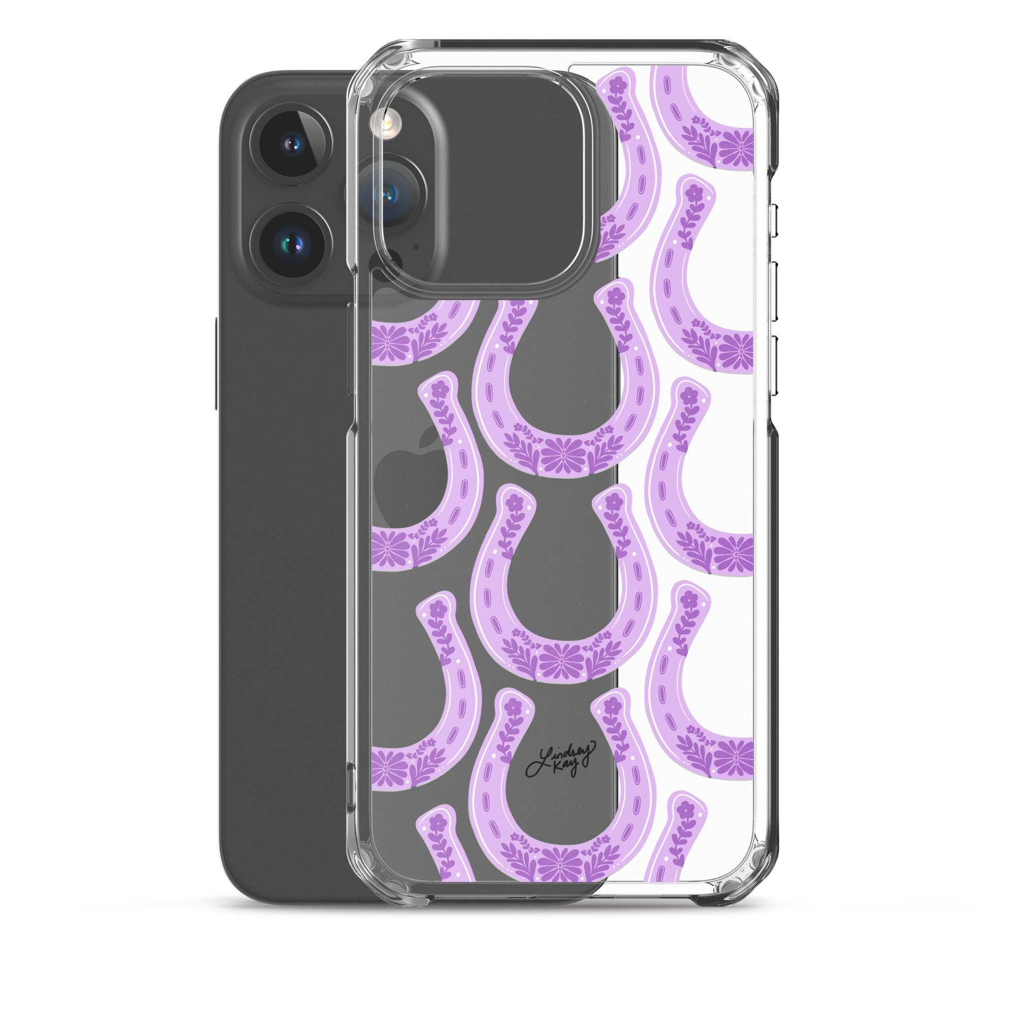 Purple Horseshoe Illustration Pattern - Clear Case for iPhone®