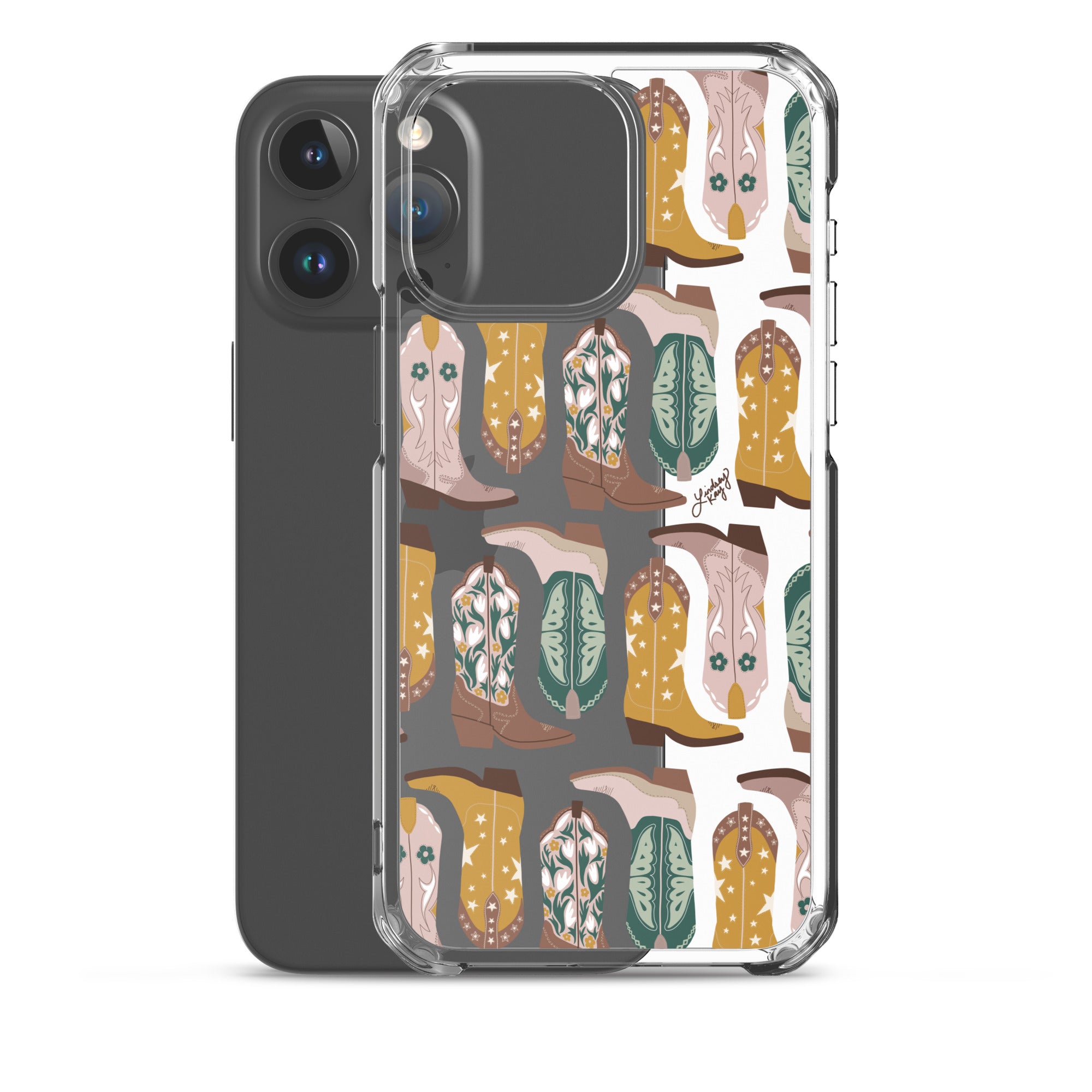 Ilustración de botas de vaquero (paleta neutra) - Funda transparente para iPhone®