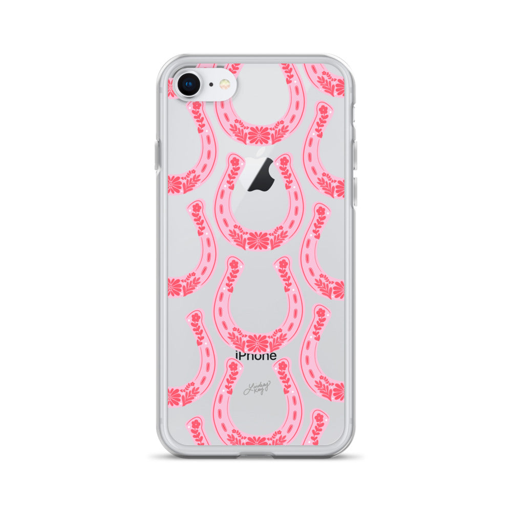 Pink Floral Horseshoe Illustration - Clear Case for iPhone®