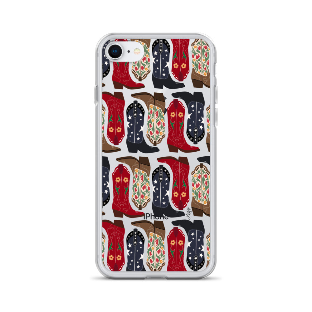 Ilustración de botas de vaquero - Funda transparente para iPhone®