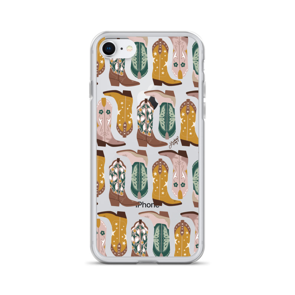 Ilustración de botas de vaquero (paleta neutra) - Funda transparente para iPhone®