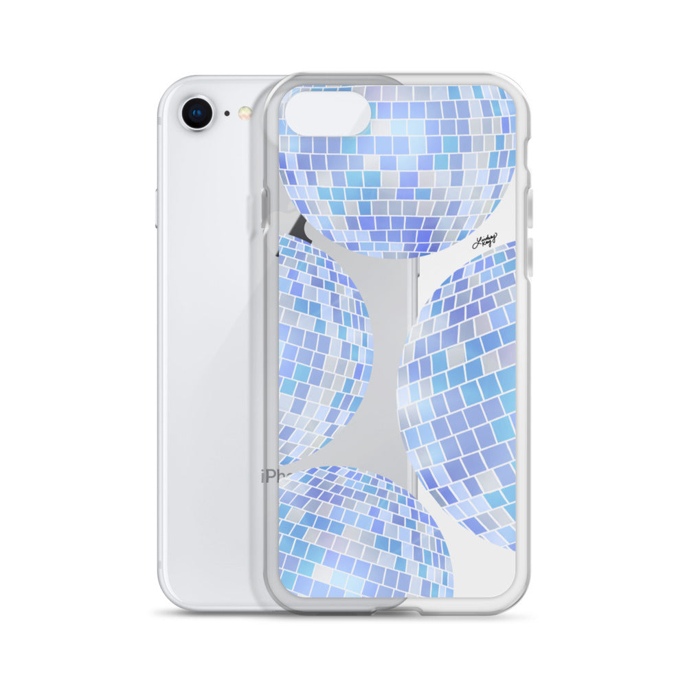 Ilustración de bolas de discoteca azules - Funda transparente para iPhone®