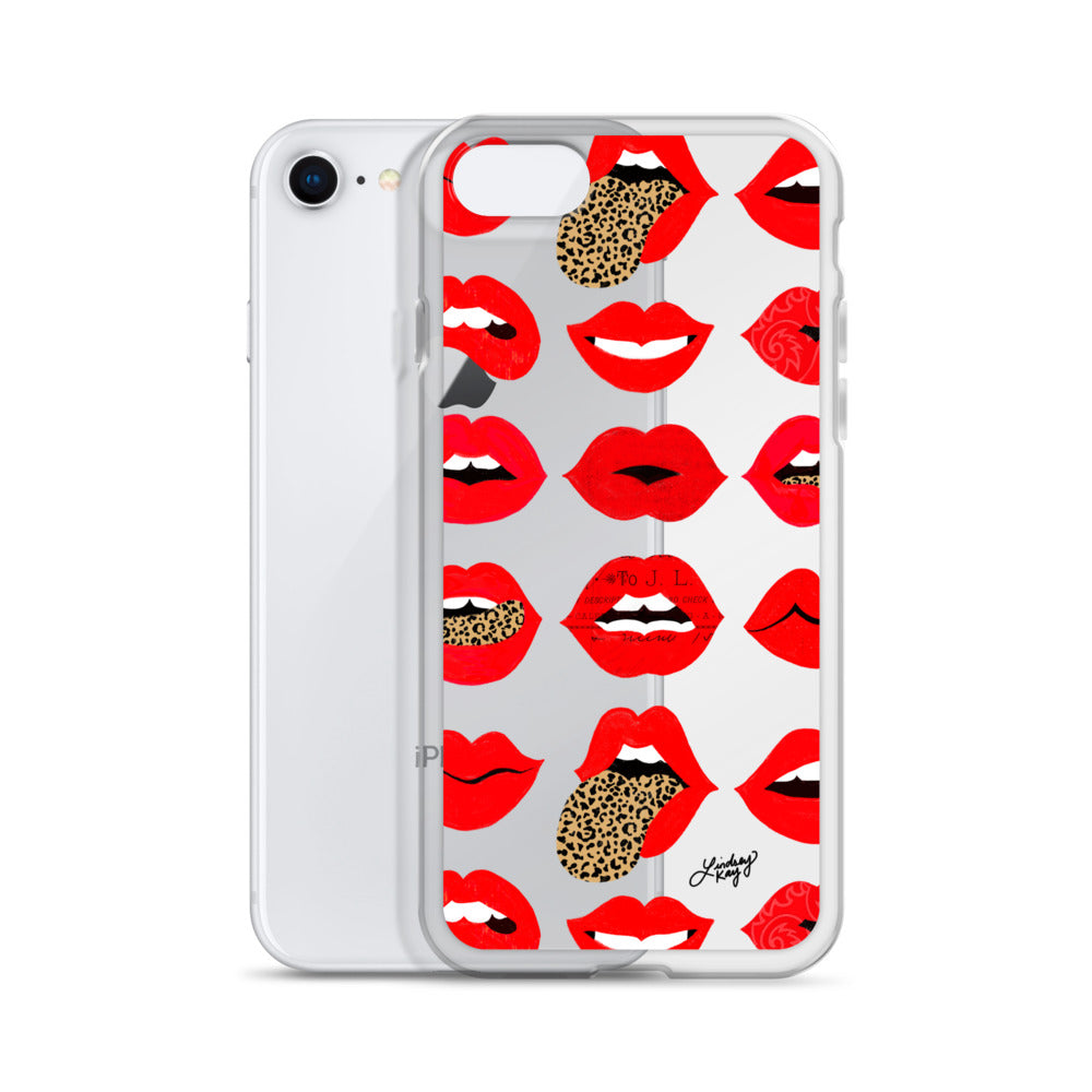 Labios de amor de leopardo - Funda transparente para iPhone®
