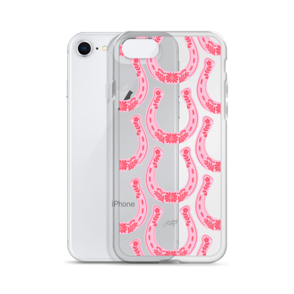 Pink Floral Horseshoe Illustration - Clear Case for iPhone®
