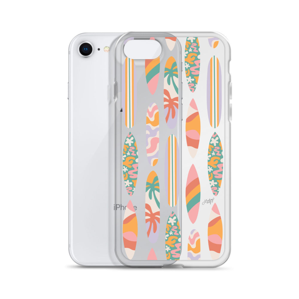 Patrón de ilustración de tablas de surf - Transparente Funda para iPhone®