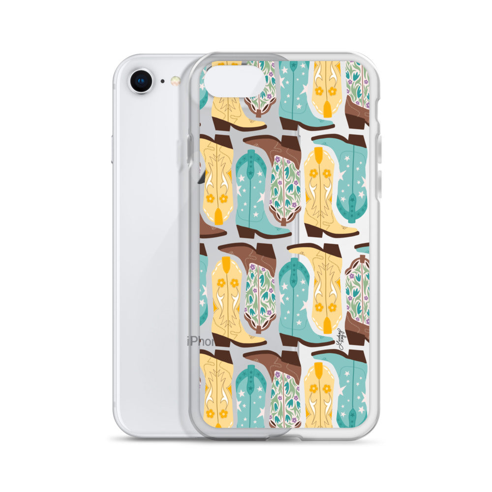 Ilustración de botas de vaquero - Funda transparente para iPhone®