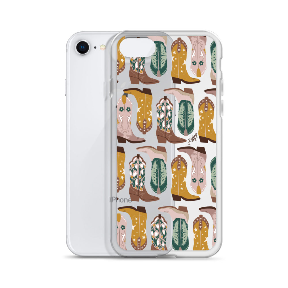 Ilustración de botas de vaquero (paleta neutra) - Funda transparente para iPhone®