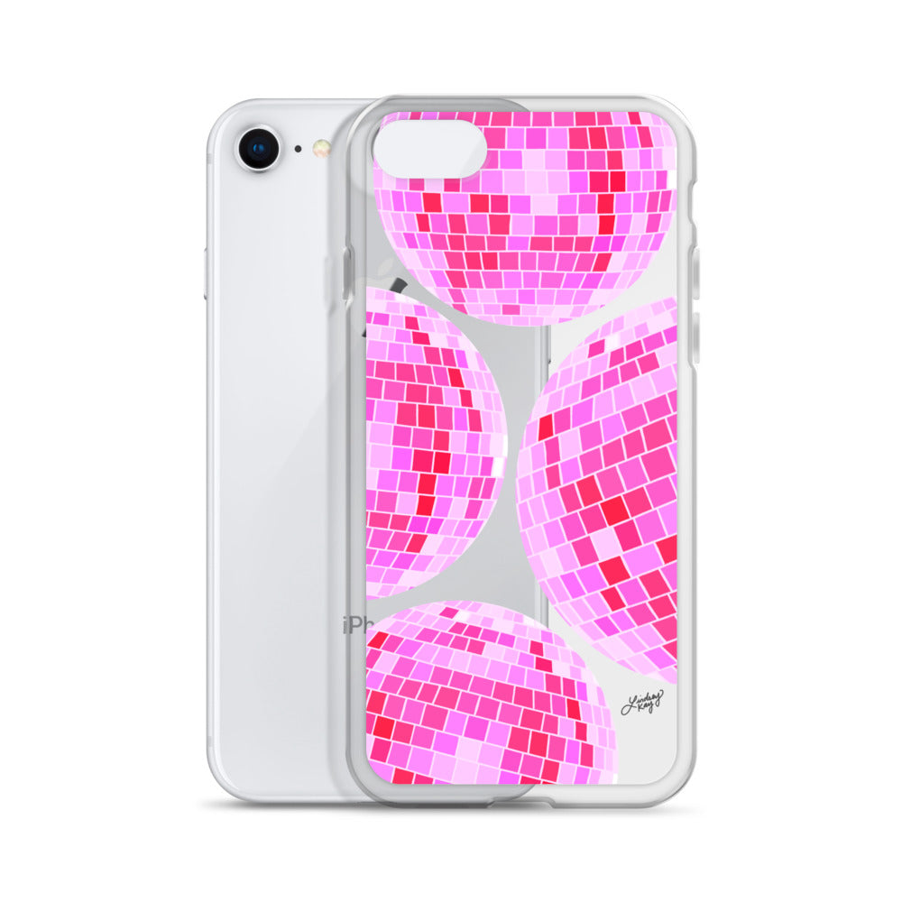 Boules Disco Rose Vif - Étui Transparent pour iPhone®