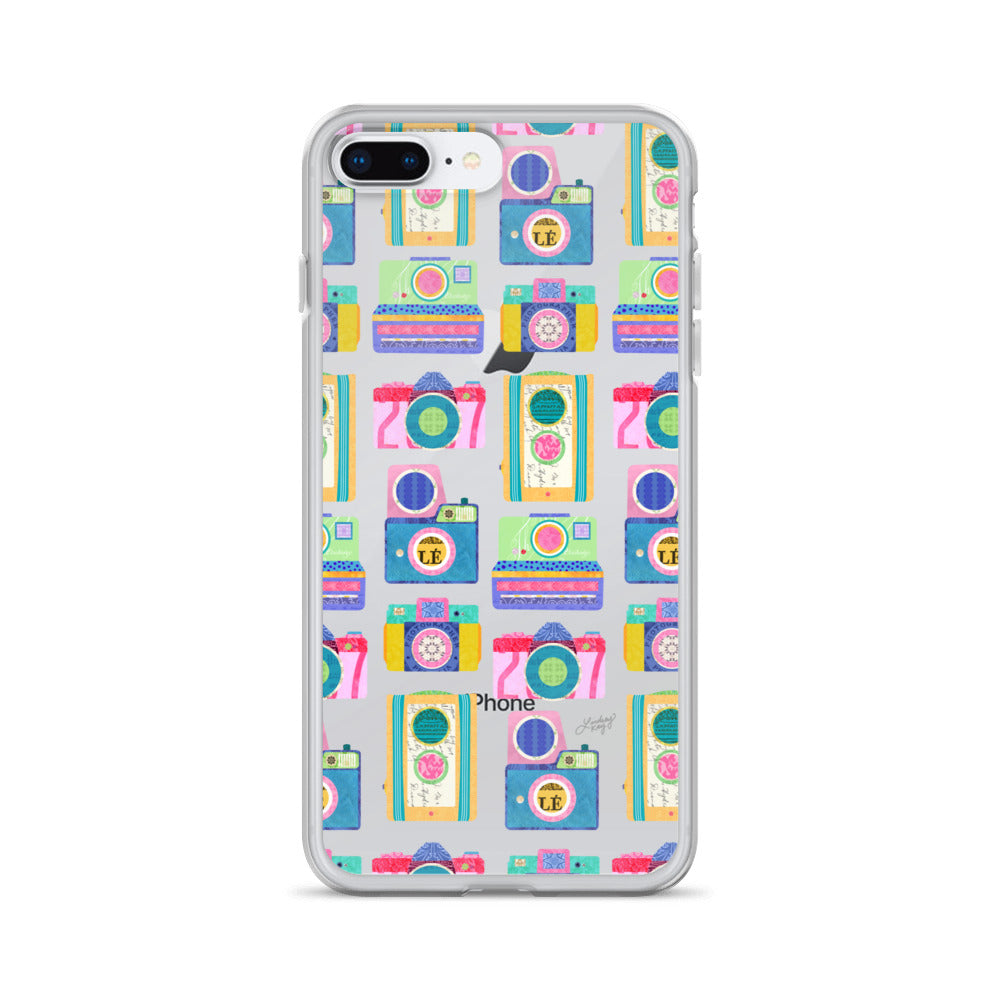 Colorful Vintage Cameras Illustration - Clear Case for iPhone®