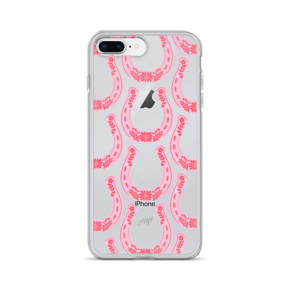 Ilustración de herradura floral rosa - Funda transparente para iPhone®
