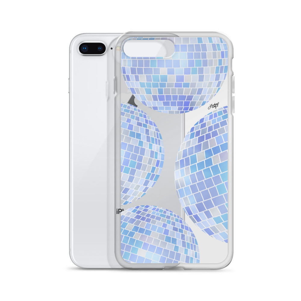 Ilustración de bolas de discoteca azules - Funda transparente para iPhone®