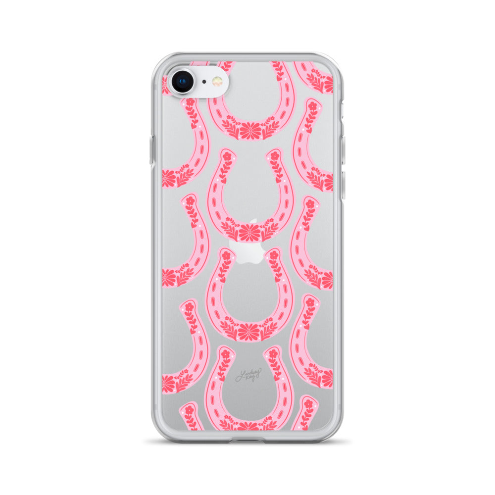 Pink Floral Horseshoe Illustration - Clear Case for iPhone®