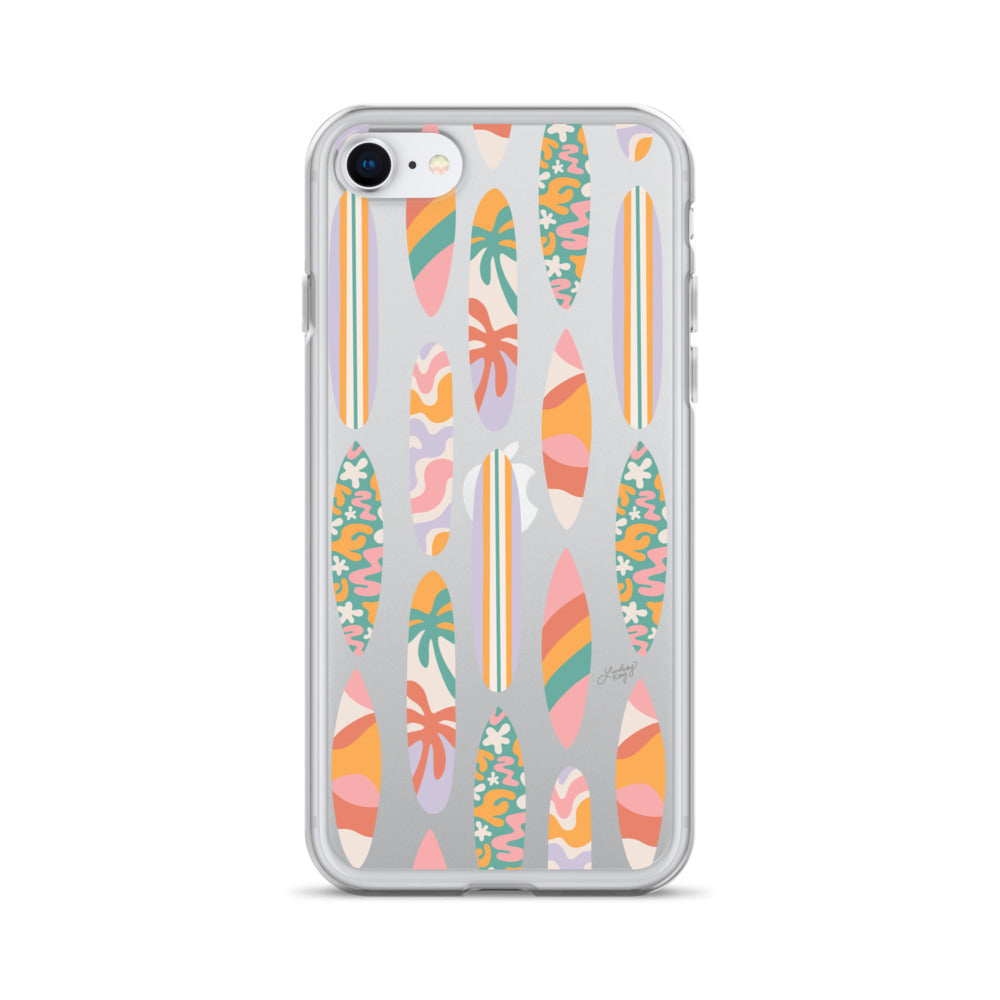 Patrón de ilustración de tablas de surf - Transparente Funda para iPhone®