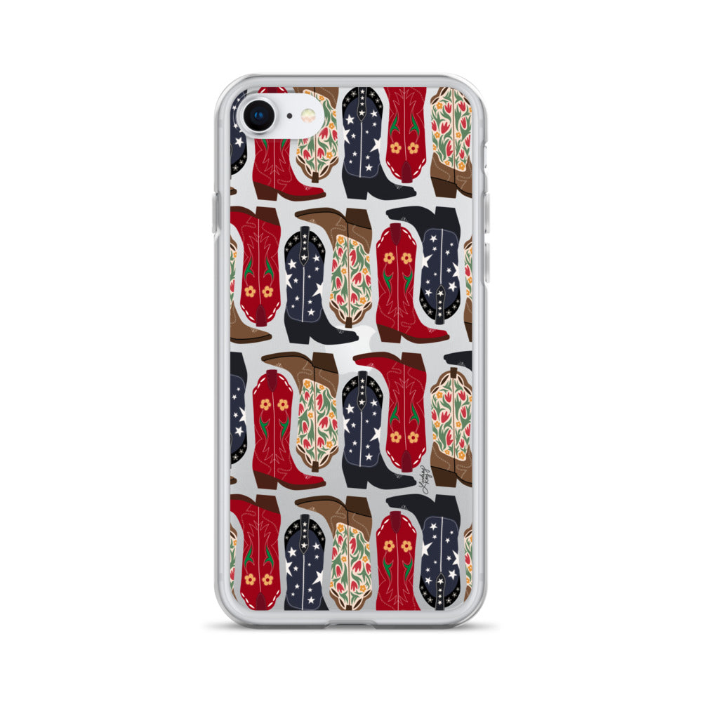 Ilustración de botas de vaquero - Funda transparente para iPhone®