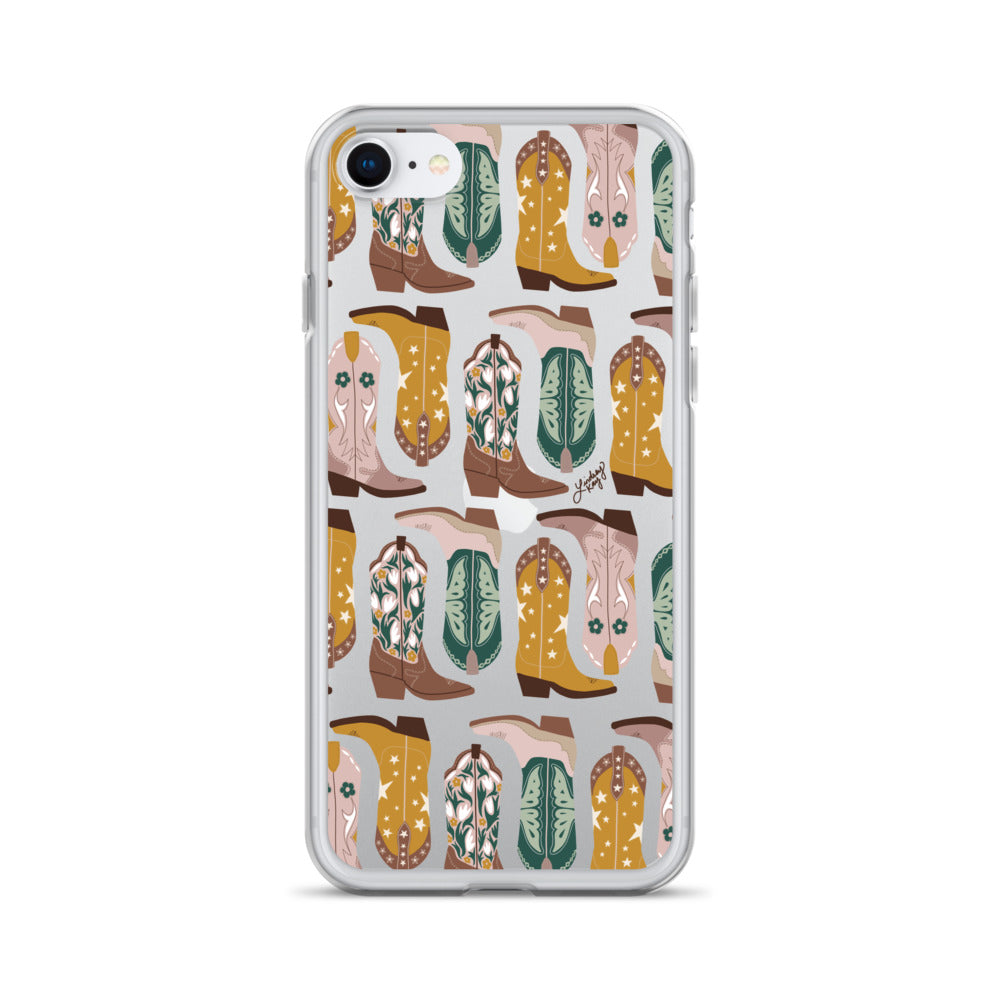 Ilustración de botas de vaquero (paleta neutra) - Funda transparente para iPhone®