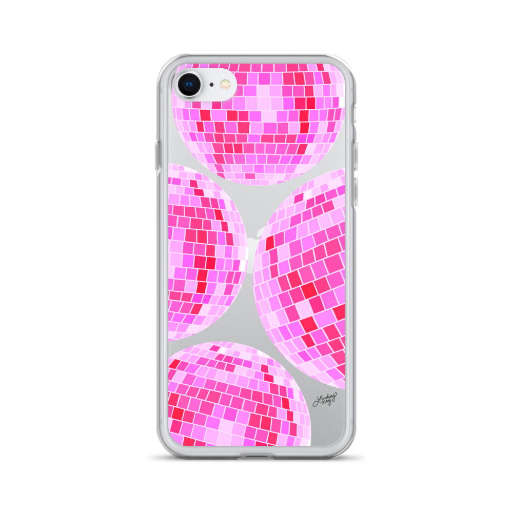 Boules Disco Rose Vif - Étui Transparent pour iPhone®