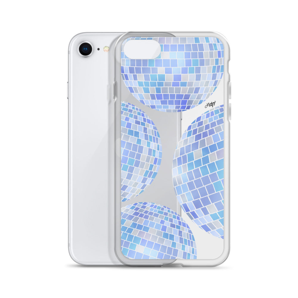 Ilustración de bolas de discoteca azules - Funda transparente para iPhone®
