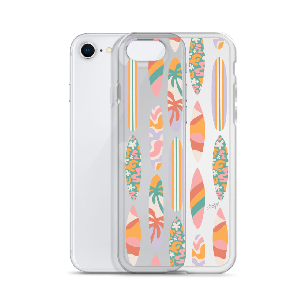 Patrón de ilustración de tablas de surf - Transparente Funda para iPhone®