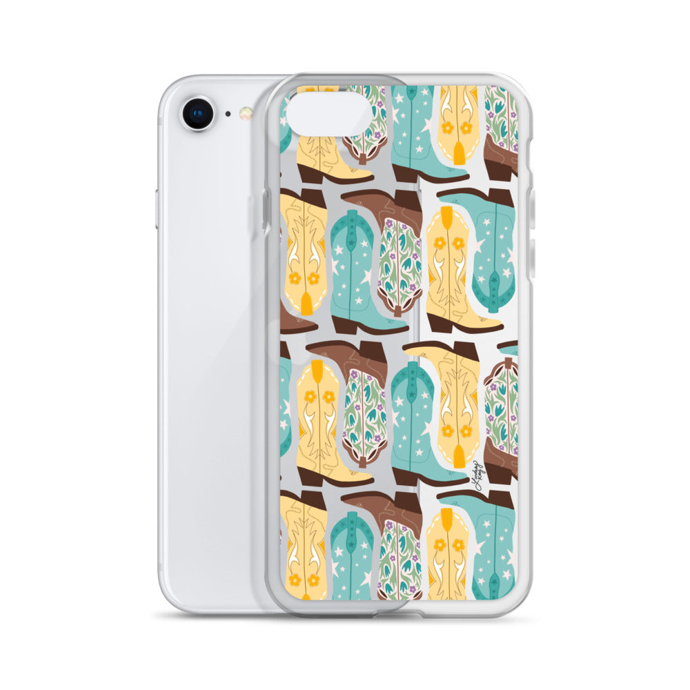 Ilustración de botas de vaquero - Funda transparente para iPhone®