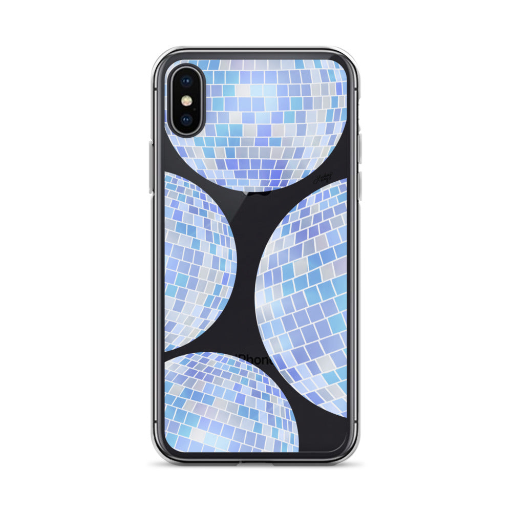Ilustración de bolas de discoteca azules - Funda transparente para iPhone®