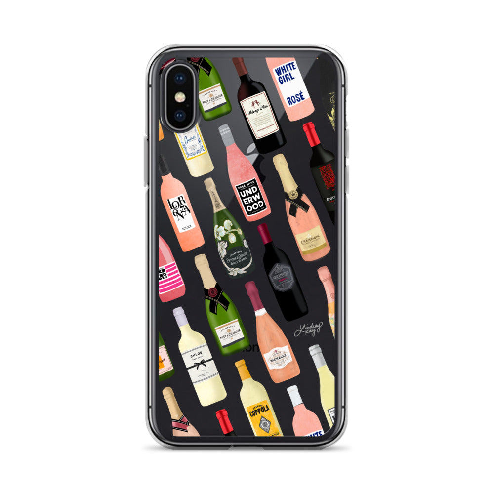 Ilustración de botellas de vino y champán - Funda transparente para iPhone®