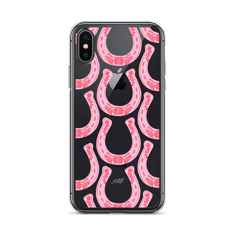 Ilustración de herradura floral rosa - Funda transparente para iPhone®