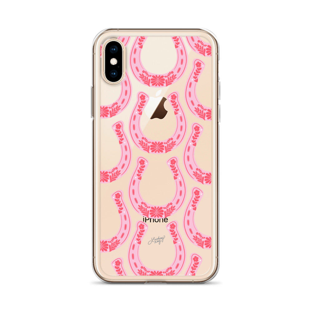 Pink Floral Horseshoe Illustration - Clear Case for iPhone®