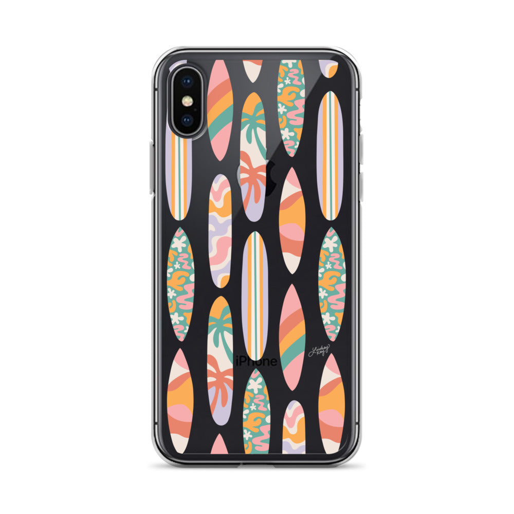 Patrón de ilustración de tablas de surf - Transparente Funda para iPhone®