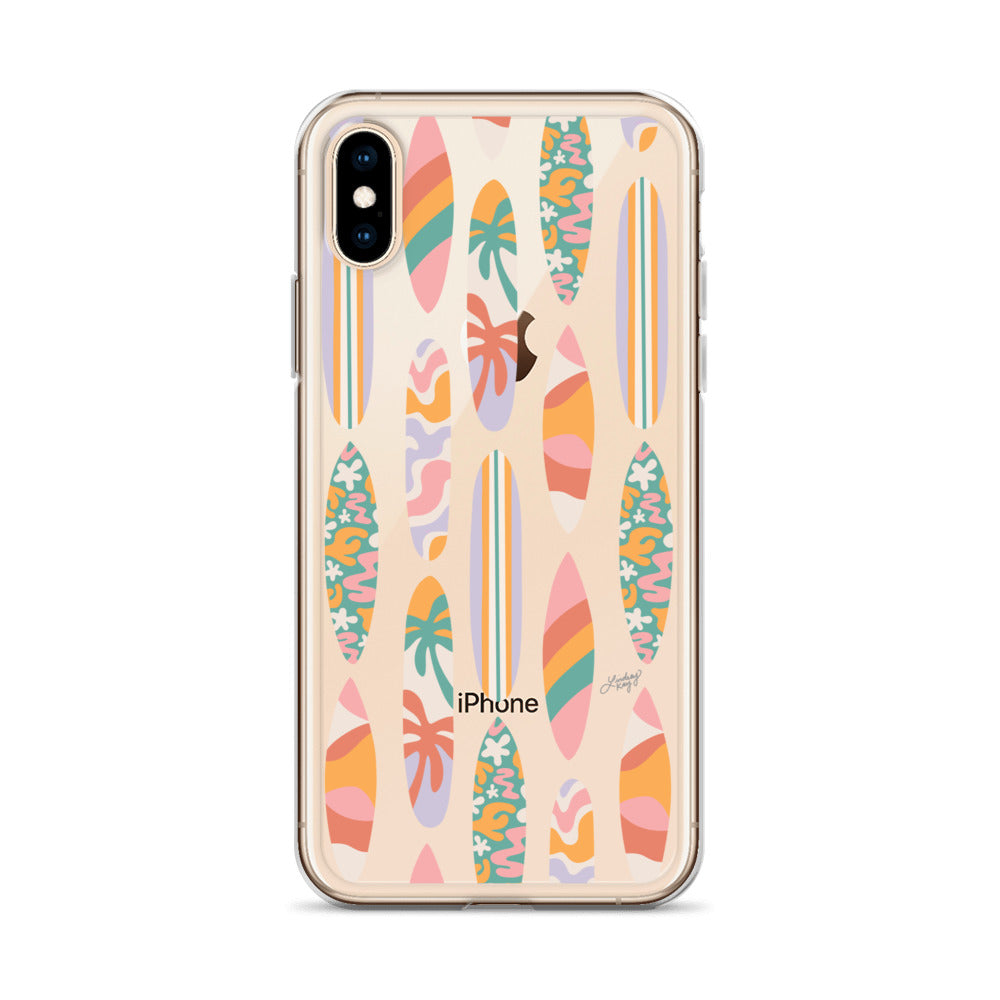 Patrón de ilustración de tablas de surf - Transparente Funda para iPhone®