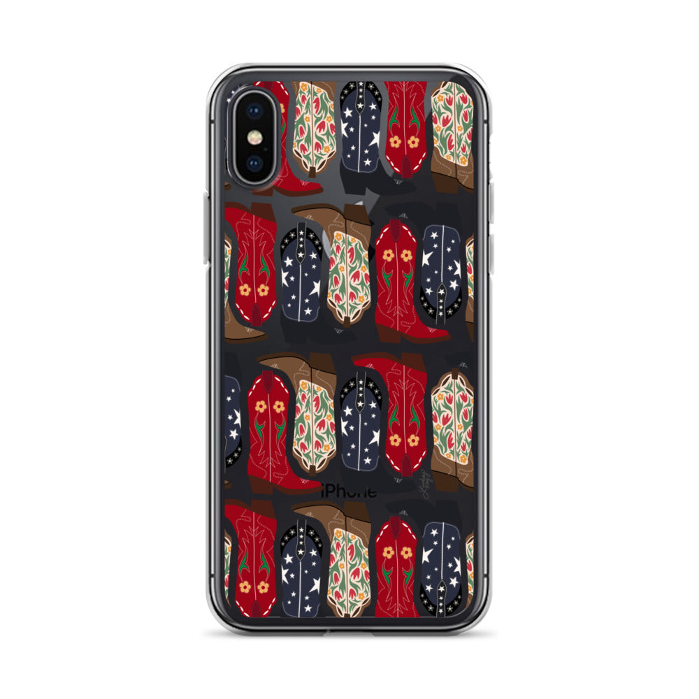 Ilustración de botas de vaquero - Funda transparente para iPhone®