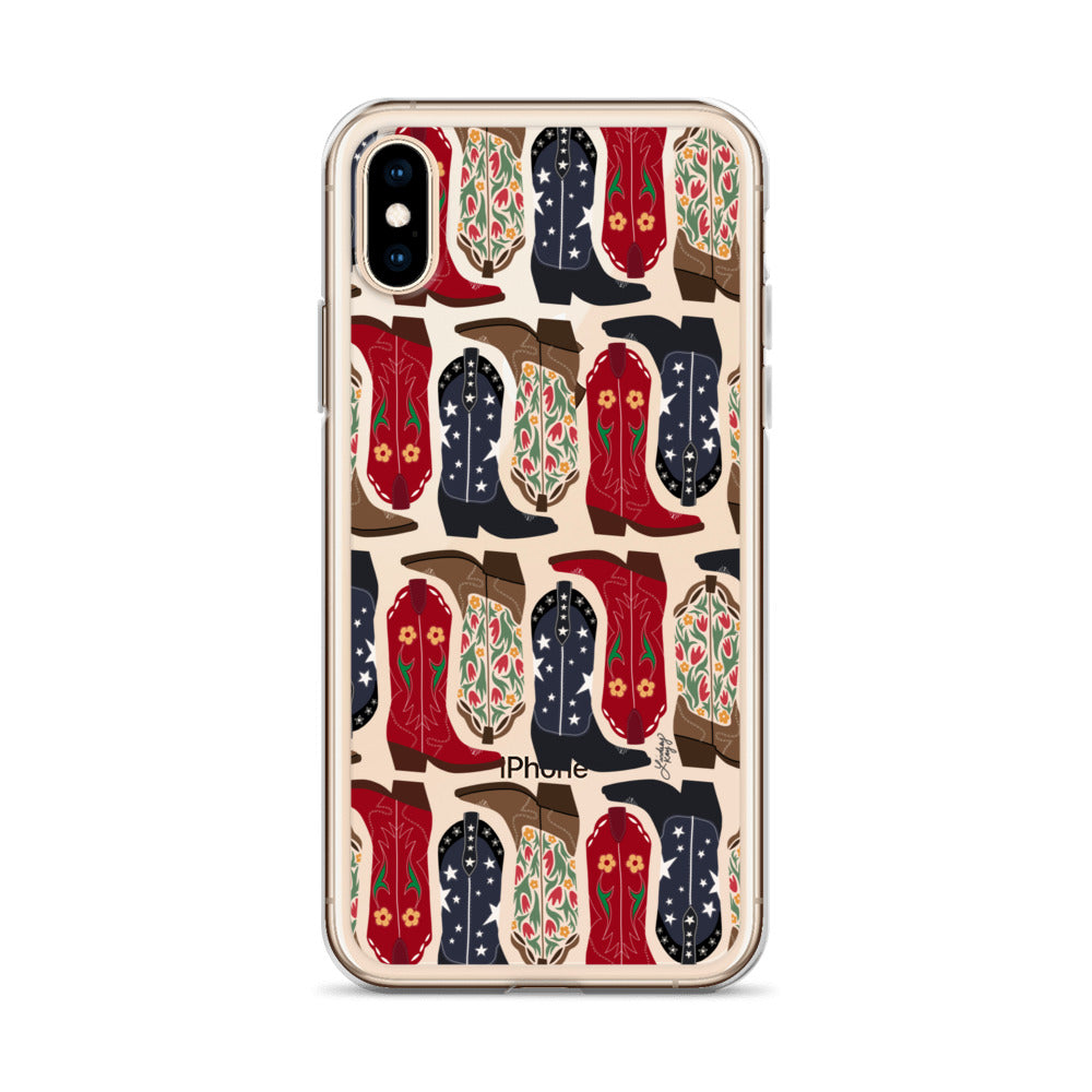 Ilustración de botas de vaquero - Funda transparente para iPhone®
