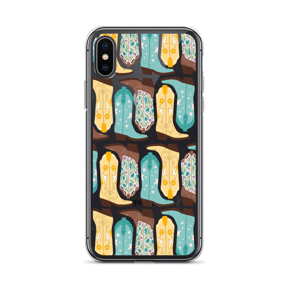 Ilustración de botas de vaquero - Funda transparente para iPhone®