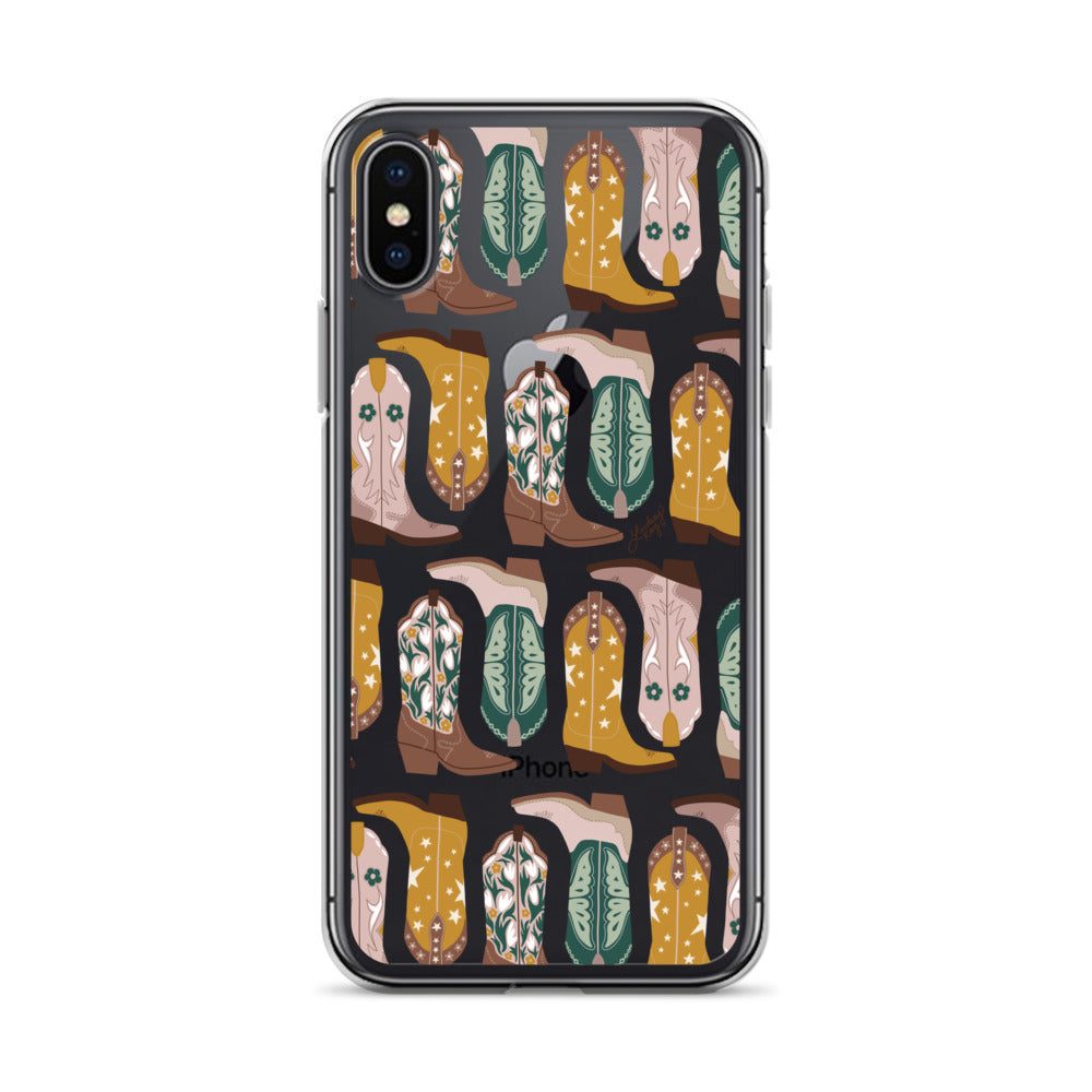 Ilustración de botas de vaquero (paleta neutra) - Funda transparente para iPhone®