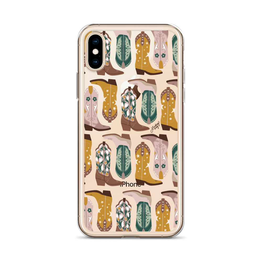 Ilustración de botas de vaquero (paleta neutra) - Funda transparente para iPhone®